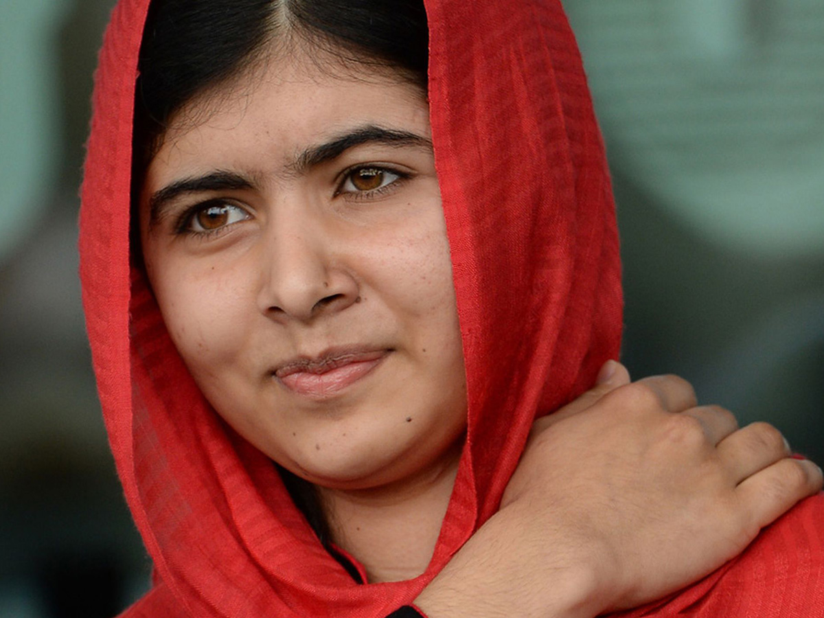 Malala in a red hood